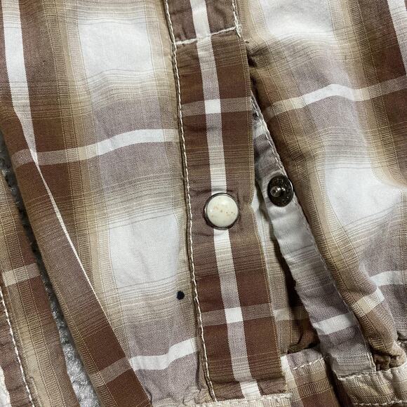 Larry Mahan Cowboy Collection Shirt Mens L Brown Plaid Western Pearl Snap - Picture 4 of 9